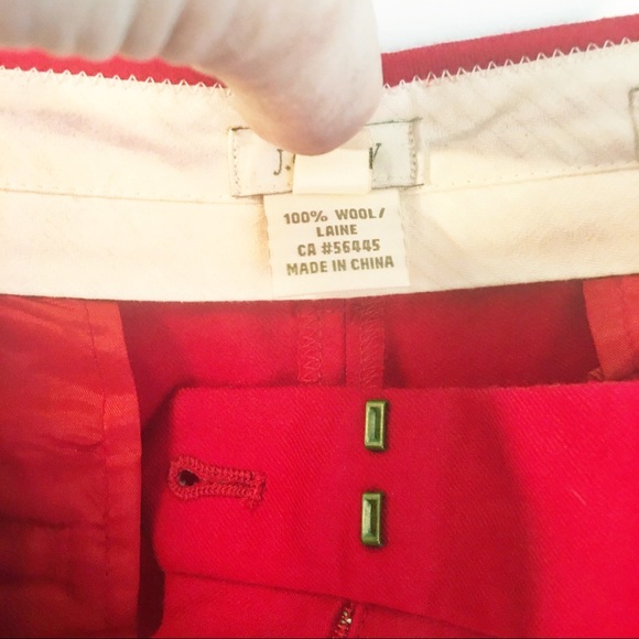 NWOT J Crew Cafe Trouser in ruby red wool - Picture 7 of 8